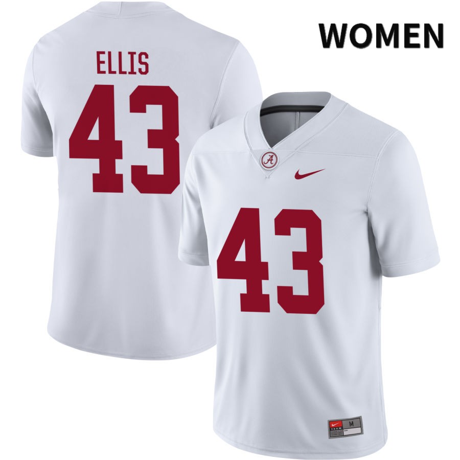 Alabama Crimson Tide Women's Robert Ellis #43 NIL White 2022 NCAA Authentic Stitched College Football Jersey LP16W54TT